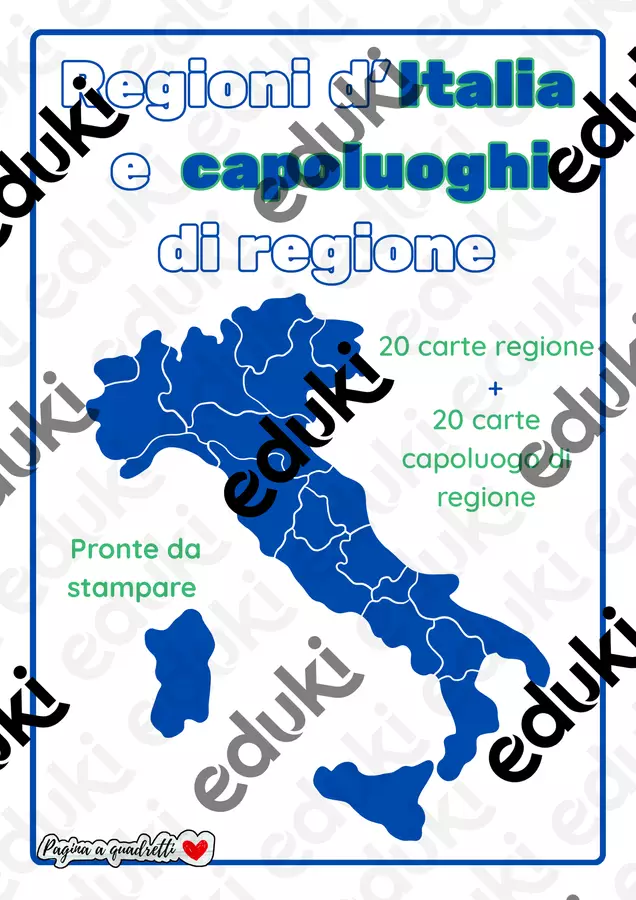Regioni e capoluoghi di regione Flashcard - Regioni e capoluoghi di regione - Pagina_a_quadretti - Pagina di copertina