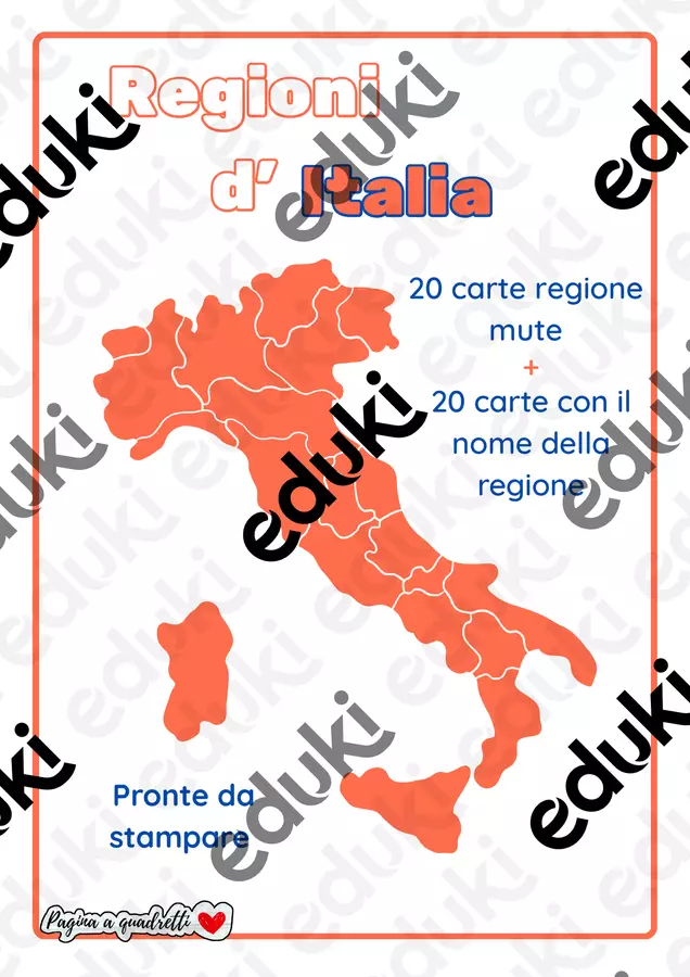 Flash cards Regioni d'Italia Flashcard - Flash cards Regioni d'Italia - Pagina_a_quadretti - Pagina di copertina