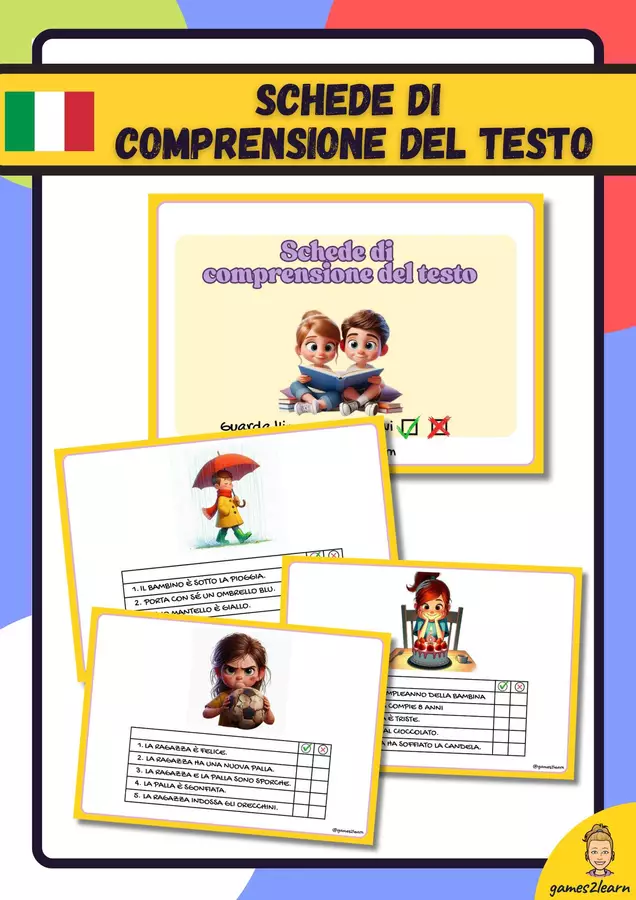 Schede di comprensione del testo Esercizi - Schede di comprensione del testo - games2learn - Materiali e giochi per l'autunno, Halloween e Natale - Pagina di copertina