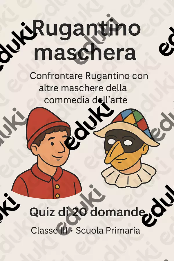 Confrontare Rugantino con altre maschere della commedia dell’arte - Quiz Quiz - Confrontare Rugantino con altre maschere della commedia dell’arte - Quiz - Maestra di Italiano - Pagina di copertina