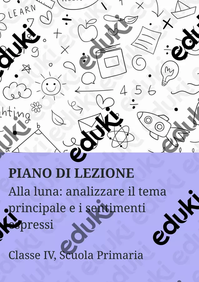 Alla luna analizzare il tema principale e i sentimenti espressi - PL Piani di lezione - Alla luna analizzare il tema principale e i sentimenti espressi - PL - Maestra di Italiano - Pagina di copertina