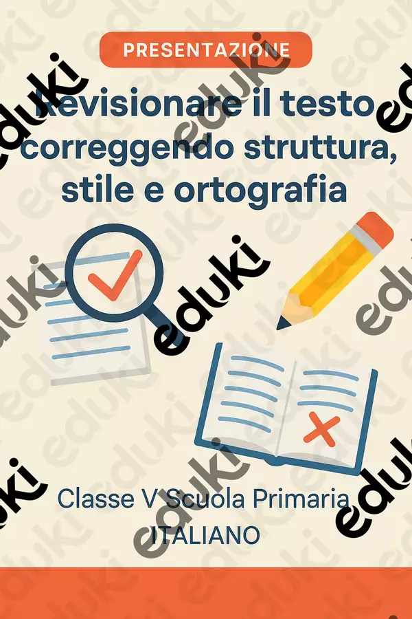 Revisionare il testo correggendo struttura, stile e ortografia Presentazioni / Lavagne - Revisionare il testo correggendo struttura, stile e ortografia - Maestra di Italiano - Pagina di copertina