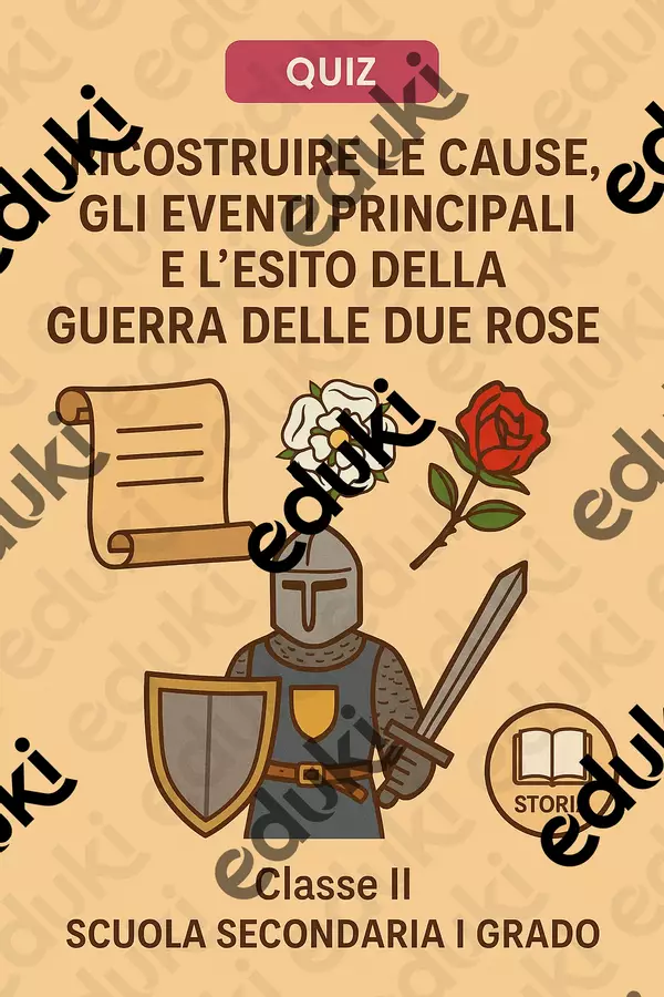 Ricostruire le cause, gli eventi principali e l'esito della Guerra delle Due Rose Quiz - Ricostruire le cause, gli eventi principali e l'esito della Guerra delle Due Rose - La Macchina del Sapere - Pagina di copertina