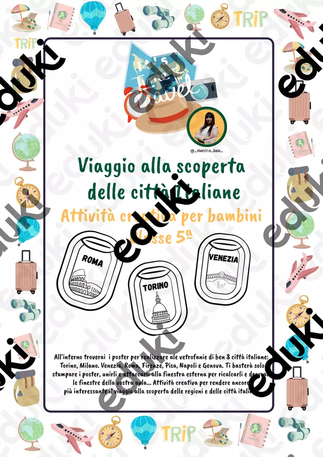 Vetrofanie città d'Italia Materiale per pittura e bricolage - Vetrofanie città d'Italia - Maestra Luna - Pagina di copertina