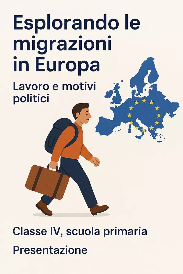 Esplorando le migrazioni in Europa: Lavoro e motivi politici - Presentazione Presentazioni / Lavagne - Esplorando le migrazioni in Europa: Lavoro e motivi politici - Presentazione - Maestra Geo Giulia - Pagina di copertina