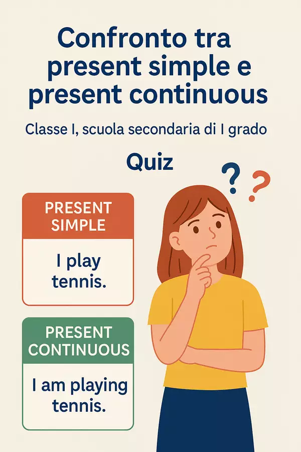 Confronto tra present simple e present continuous Quiz - Confronto tra present simple e present continuous - English Classroom 🇬🇧 - Pagina di copertina