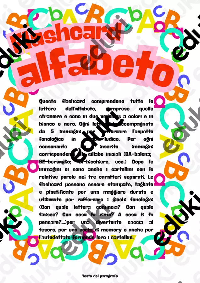 Flashcard alfabeto a colori e da colorare Flashcard - Flashcard alfabeto a colori e da colorare - Michela Peraino - Pagina di copertina