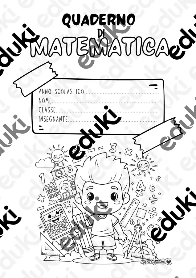 COPERTINE QUADERNI bambini stile Chibi Etichette / Segnalibri - COPERTINE QUADERNI bambini stile Chibi - Pagina_a_quadretti - Pagina di copertina
