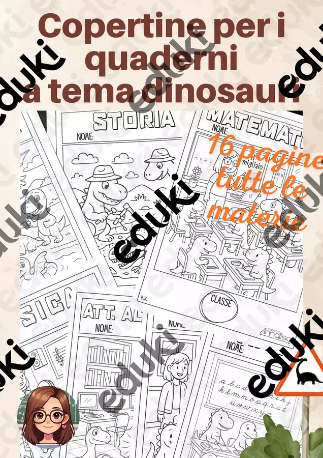 16 copertine per quaderni a tema dinosauri Altro tipo di materiale - 16 copertine per quaderni a tema dinosauri - Maestra_Annalisa - Pagina di copertina