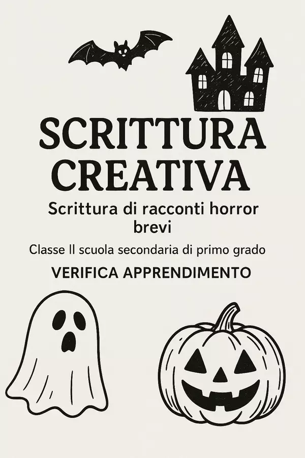 Scrittura creativa: Esame racconti horror brevi Compiti in classe/Test - Scrittura creativa: Esame racconti horror brevi - Maestra di Italiano - Pagina di copertina