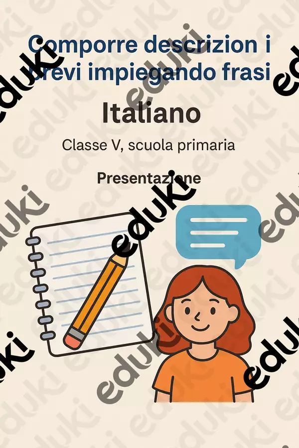 Comporre descrizioni brevi impiegando frasi Presentazioni / Lavagne - Comporre descrizioni brevi impiegando frasi - Maestra di Italiano - Pagina di copertina