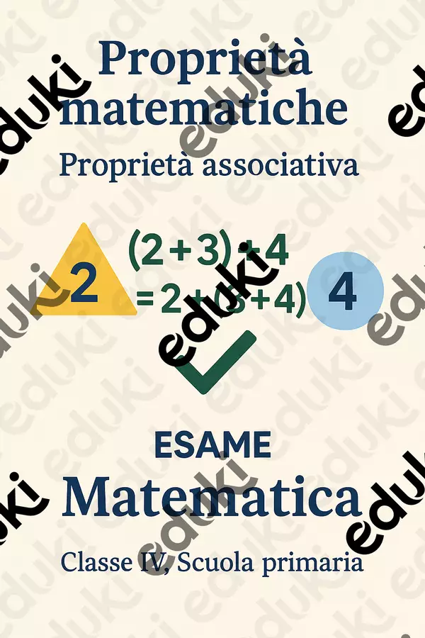 Esame di matematica: Proprietà associativa Compiti in classe/Test - Esame di matematica: Proprietà associativa - Matematica Insieme - Pagina di copertina