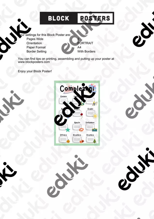 Poster murale dei compleanni della classe Poster - Poster murale dei compleanni della classe - Maestra Fede 🌻 - Pagina di copertina