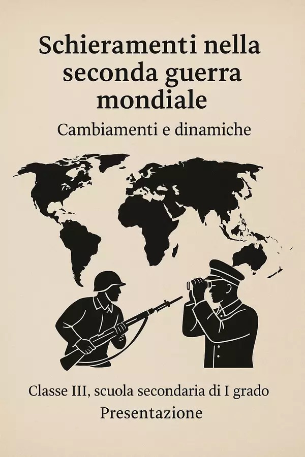 Schieramenti nella seconda guerra mondiale: Cambiamenti e dinamiche Presentazioni / Lavagne - Schieramenti nella seconda guerra mondiale: Cambiamenti e dinamiche - La Macchina del Sapere - Pagina di copertina