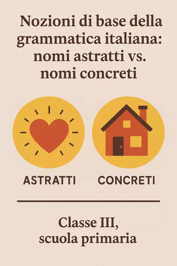 Grammatica italiana base: nomi astratti vs nomi concreti Presentazioni / Lavagne - Grammatica italiana base: nomi astratti vs nomi concreti - Maestra di Italiano - Pagina di copertina