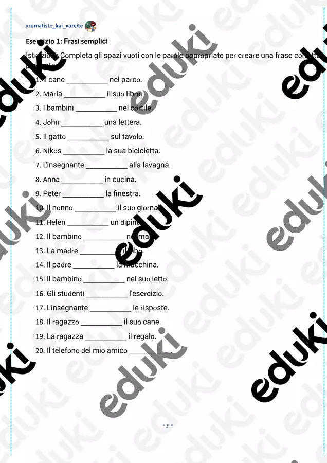 Frasi semplici, complesse ed ellittiche (20 esercizi) – quarta elementare – Pacchetto 1 Esercizi - Frasi semplici, complesse ed ellittiche (20 esercizi) – quarta elementare – Pacchetto 1 - Colorate e divertitevi - Pagina di copertina