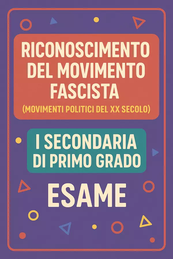 Esame: Riconoscimento del movimento fascista (movimenti politici del XX secolo) Compiti in classe/Test - Esame: Riconoscimento del movimento fascista (movimenti politici del XX secolo) - La Macchina del Sapere - Pagina di copertina