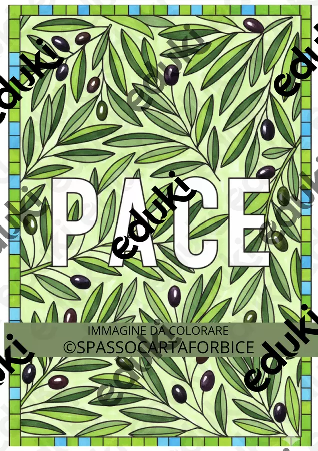 GIORNATA DELLA PACE: COLORA RAMI ULIVO Clipart / Immagini originali - GIORNATA DELLA PACE: COLORA RAMI ULIVO - Spassocartaforbice - Pagina di copertina