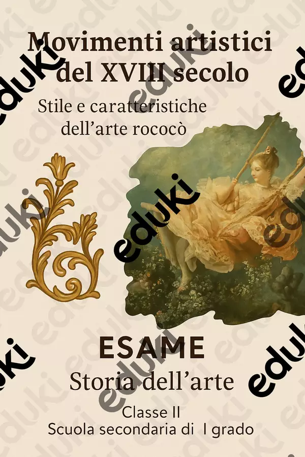 Movimenti artistici del XVIII secolo: Stile e caratteristiche dell'arte rococò Compiti in classe/Test - Movimenti artistici del XVIII secolo: Stile e caratteristiche dell'arte rococò - Scuola a Colori - Pagina di copertina