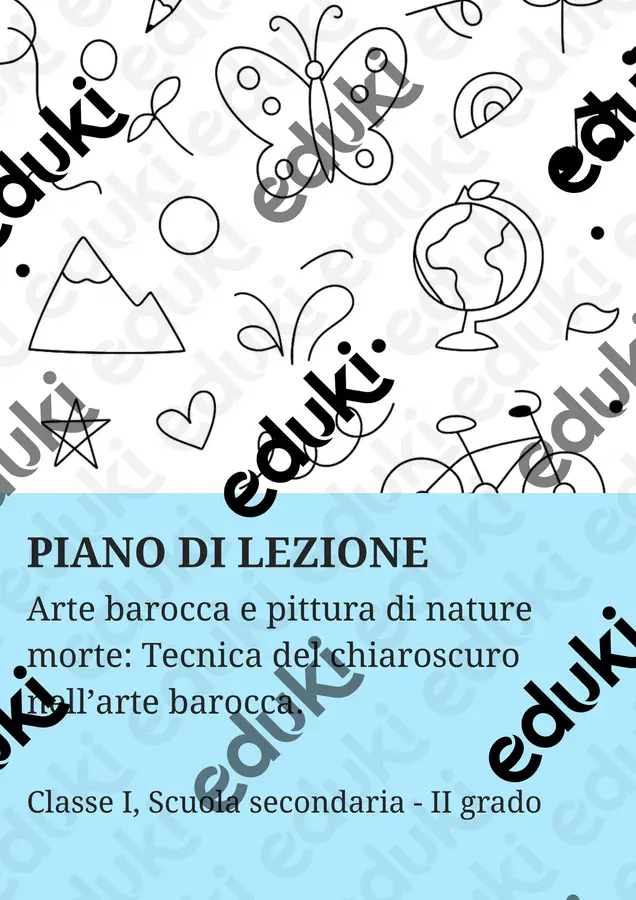 Arte barocca e pittura di nature morte: Tecnica del chiaroscuro nell’arte barocca Piani di lezione - Arte barocca e pittura di nature morte: Tecnica del chiaroscuro nell’arte barocca - Scuola a Colori - Pagina di copertina