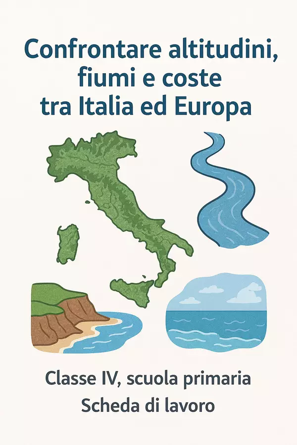 Confrontare altitudini, fiumi e coste tra Italia ed Europa Esercizi - Confrontare altitudini, fiumi e coste tra Italia ed Europa - Maestra Geo Giulia - Pagina di copertina