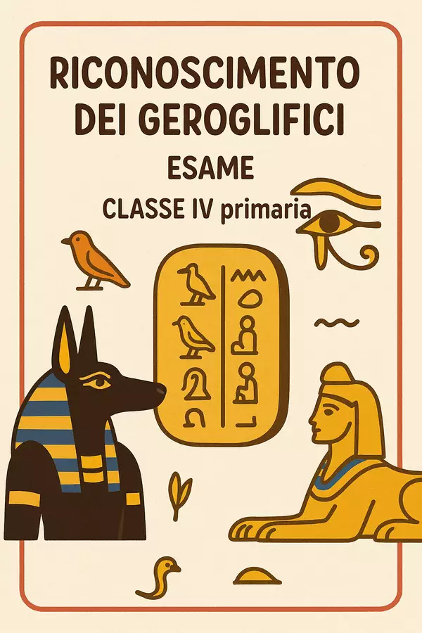 Esame: Riconoscimento dei geroglifici Compiti in classe/Test - Esame: Riconoscimento dei geroglifici - La Macchina del Sapere - Pagina di copertina