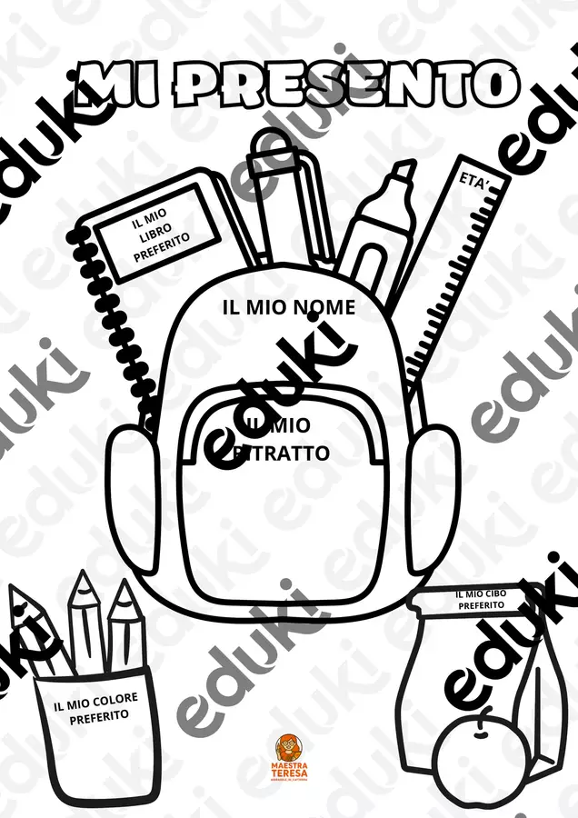 MI PRESENTO! Schede informative - MI PRESENTO! - Maestra Teresa Valente - Pagina di copertina