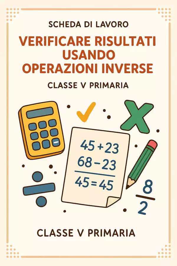 Verificare risultati usando operazioni inverse Esercizi - Verificare risultati usando operazioni inverse - Matematica Insieme - Pagina di copertina