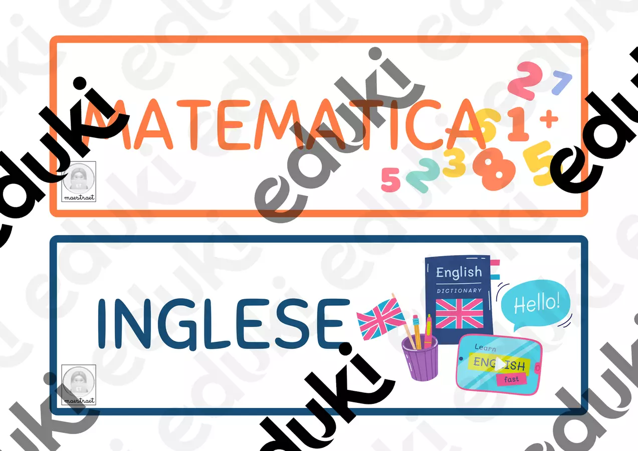 Etichette materie scuola primaria Flashcard - Etichette materie scuola primaria - maestraet - Pagina di copertina