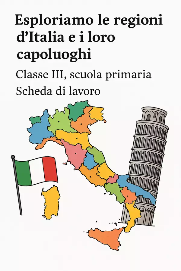 Raccolta di materiali: Identificare il numero delle regioni (20) e i loro capoluoghi Esercizi - Raccolta di materiali: Identificare il numero delle regioni (20) e i loro capoluoghi - Maestra Geo Giulia - Pagina di copertina