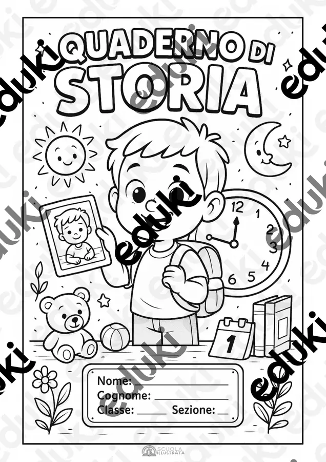 Copertine per quaderni di storia per tutte le classi Materiale per pittura e bricolage - Copertine per quaderni di storia per tutte le classi - Scuola Illustrata - Pagina di copertina