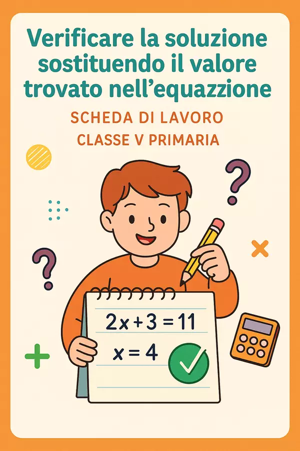 Verificare la soluzione sostituendo il valore trovato nell’equazione Esercizi - Verificare la soluzione sostituendo il valore trovato nell’equazione - Matematica Insieme - Pagina di copertina