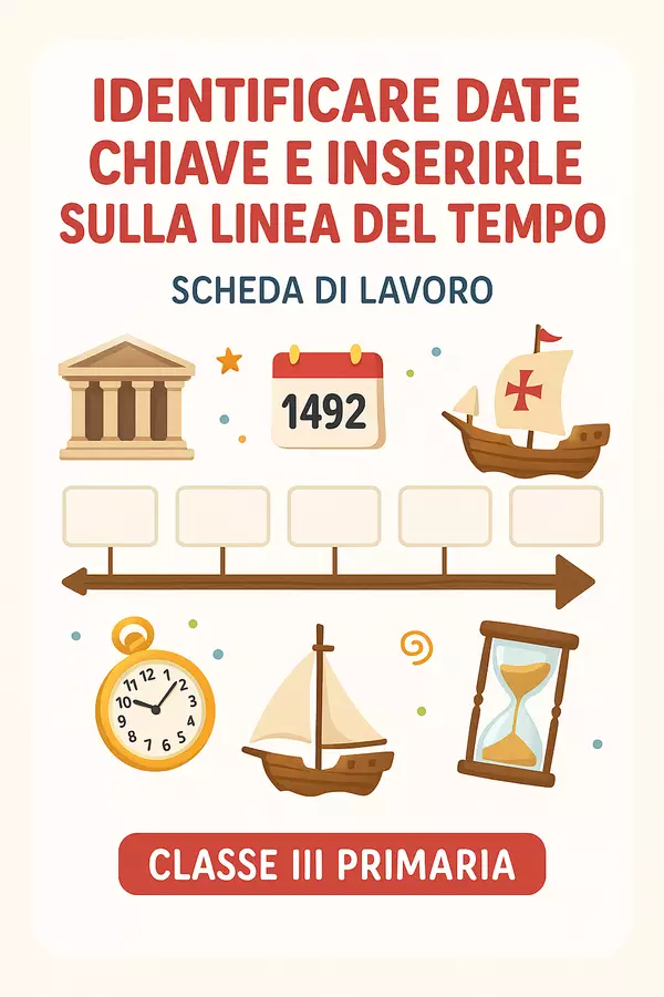 Identificare date chiave e inserirle sulla linea del tempo Esercizi - Identificare date chiave e inserirle sulla linea del tempo - La Macchina del Sapere - Pagina di copertina