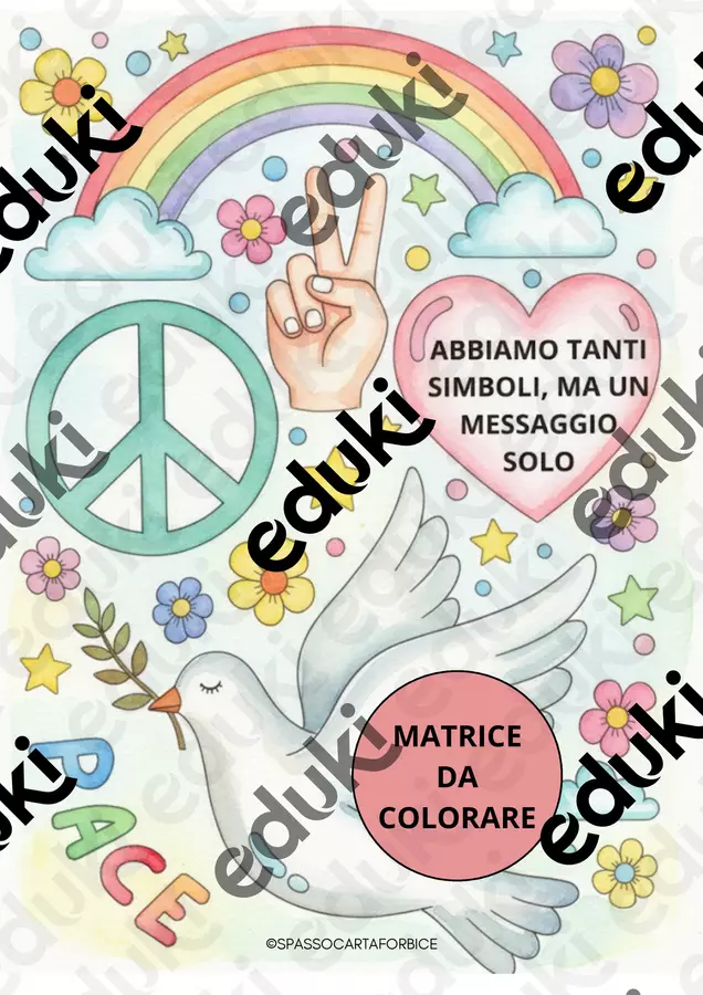 SIMBOLI DELLA PACE DA COLORARE 21 SETTEMBRE Clipart / Immagini originali - SIMBOLI DELLA PACE DA COLORARE 21 SETTEMBRE - Spassocartaforbice - Pagina di copertina
