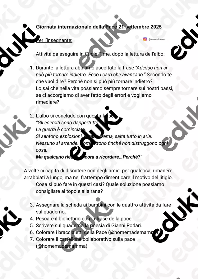Giornata internazionale della Pace. Attività collegate all'albo "Perché?" (Nikolai Popov, Terre di Mezzo) Piani di lezione - Giornata internazionale della Pace. Attività collegate all'albo "Perché?" (Nikolai Popov, Terre di Mezzo) - lamaestrasara_ - Pagina di copertina