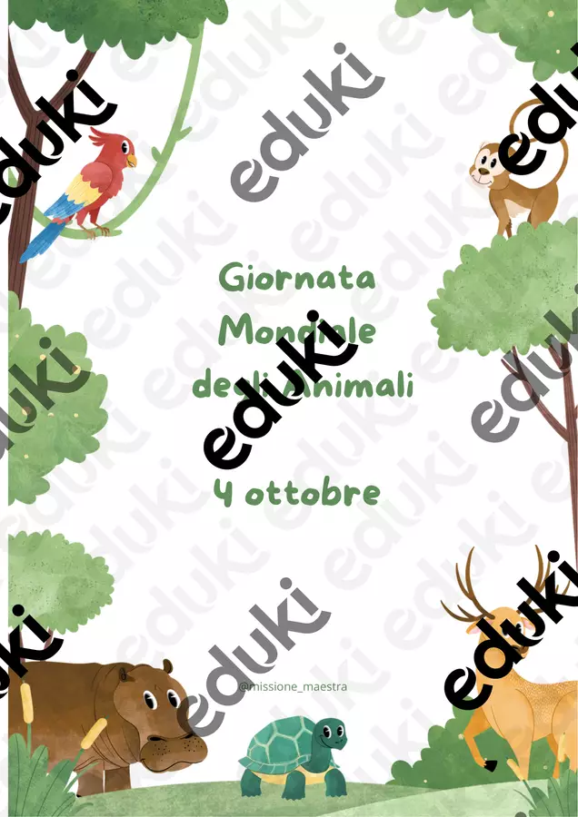 Giornata Mondiale degli Animali Esercizi - Giornata Mondiale degli Animali - missione_maestra - Pagina di copertina