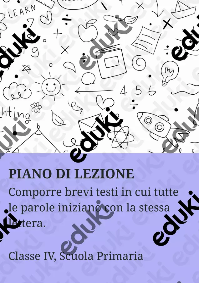 Comporre brevi testi in cui tutte le parole iniziano con la stessa lettera. Piani di lezione - Comporre brevi testi in cui tutte le parole iniziano con la stessa lettera. - Maestra di Italiano - Pagina di copertina