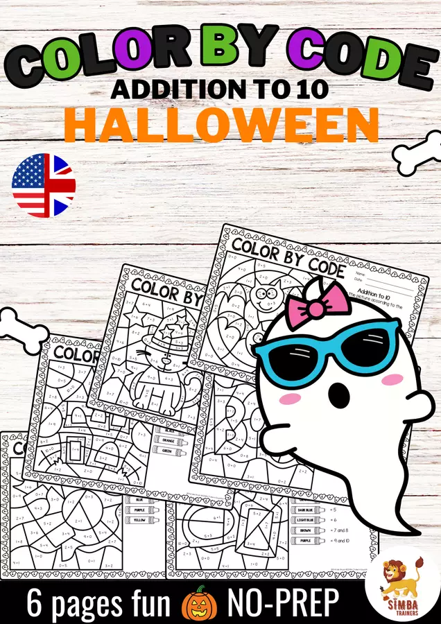 Color by code - Addition to 10 (Halloween) | Aggiunta Matematica Inglese Esercizi - Color by code - Addition to 10 (Halloween) | Aggiunta Matematica Inglese - SIMBA Trainers Education - Pagina di copertina