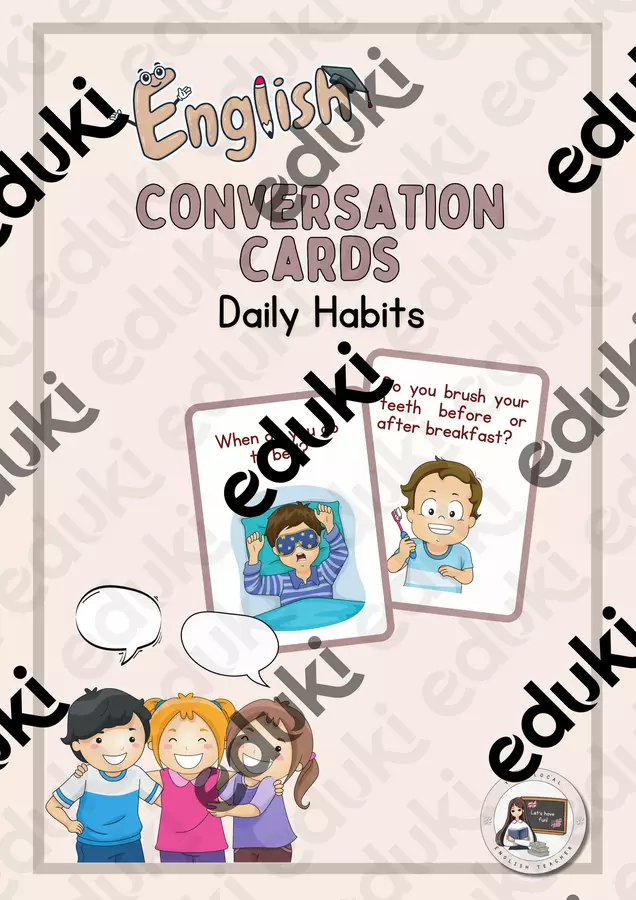 CONVERSATION CARDS - DAILY HABITS | SCHEDE DI CONVERSAZIONE - ABITUDINI QUOTIDIANE Flashcard - CONVERSATION CARDS - DAILY HABITS | SCHEDE DI CONVERSAZIONE - ABITUDINI QUOTIDIANE - Your Local English Teacher - Pagina di copertina