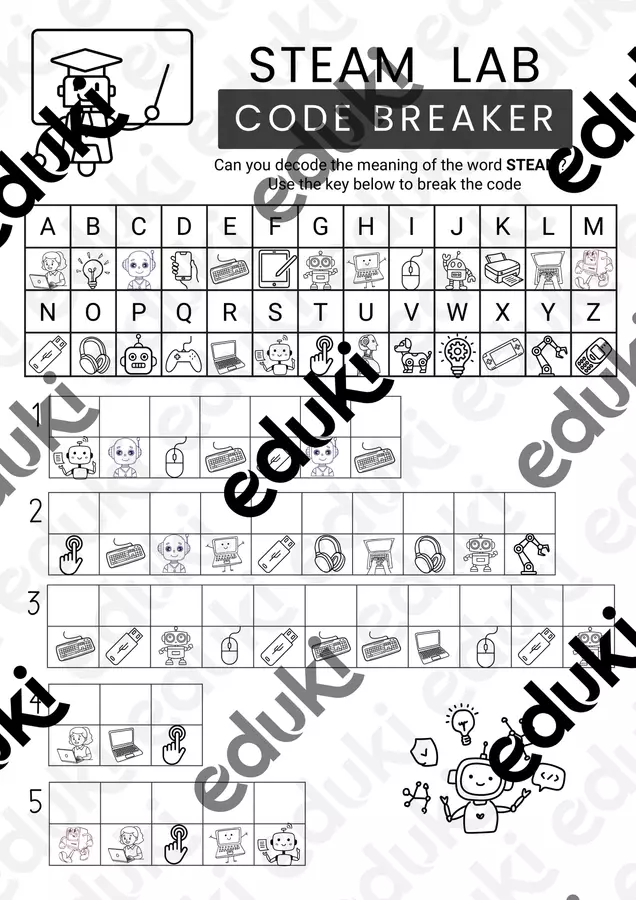 STEAM LAB CODE BREAKER Worksheet Altro tipo di materiale - STEAM LAB CODE BREAKER Worksheet - Inglese-senza-sbadigli - Pagina di copertina