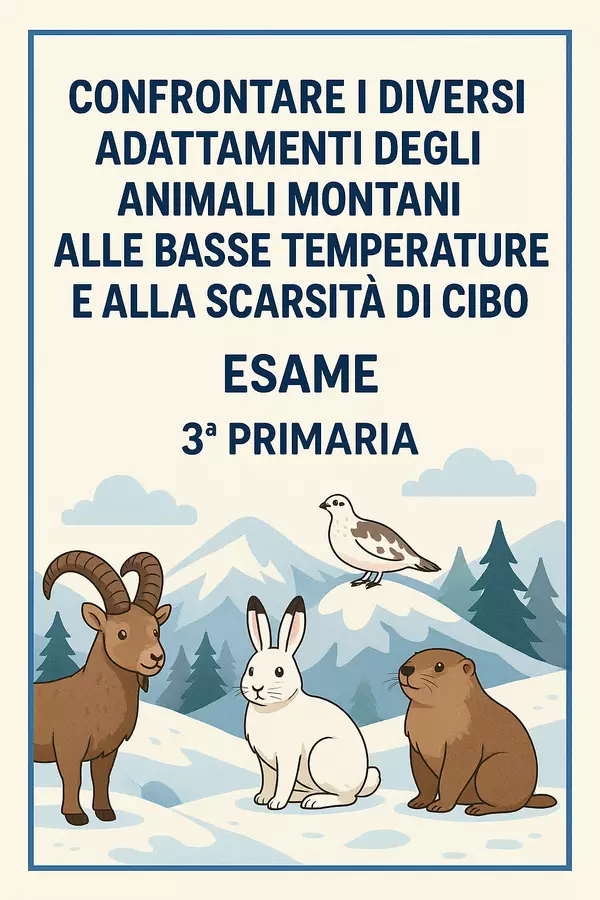 Esame: conffrontare gli adattamenti degli animali montani Compiti in classe/Test - Esame: conffrontare gli adattamenti degli animali montani - Scienza Magica - Pagina di copertina