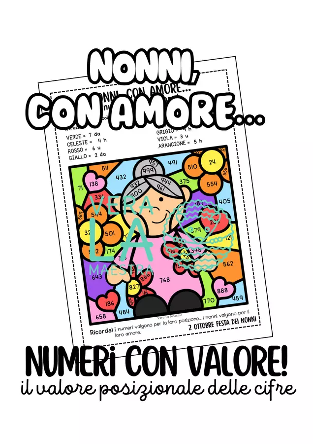 Nonni con amore, numeri con valore. Valore posizionale Esercizi - Nonni con amore, numeri con valore. Valore posizionale - Vera La Maestra - Pagina di copertina