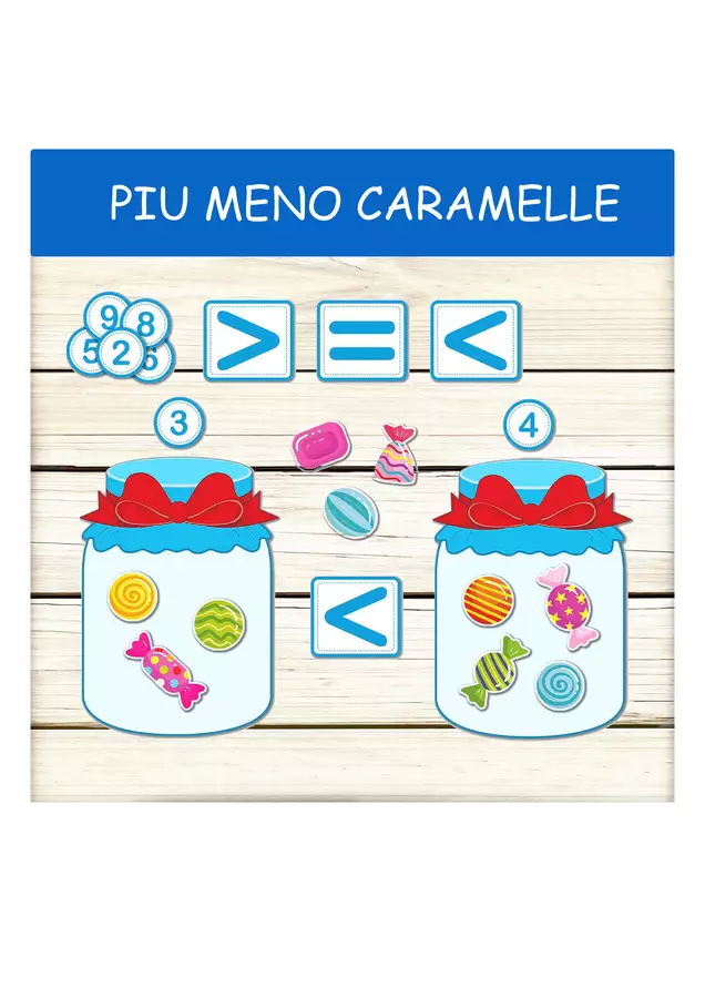🍬 Gioco didattico: Maggiore, Minore o Uguale Flashcard - 🍬 Gioco didattico: Maggiore, Minore o Uguale - Nikki_Giochi - Pagina di copertina