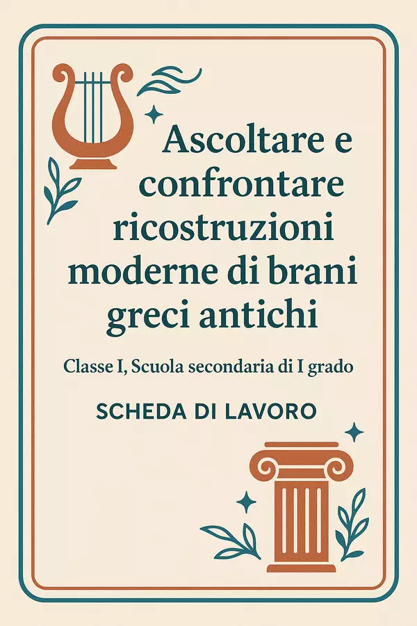 Ascoltare e confrontare ricostruzioni moderne di brani greci antichi Esercizi - Ascoltare e confrontare ricostruzioni moderne di brani greci antichi - Maestra di Italiano - Pagina di copertina