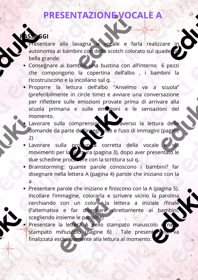 Anselmo va a scuola - la vocale A Piani di lezione - Anselmo va a scuola - la vocale A - MaestraLaura - Pagina di copertina