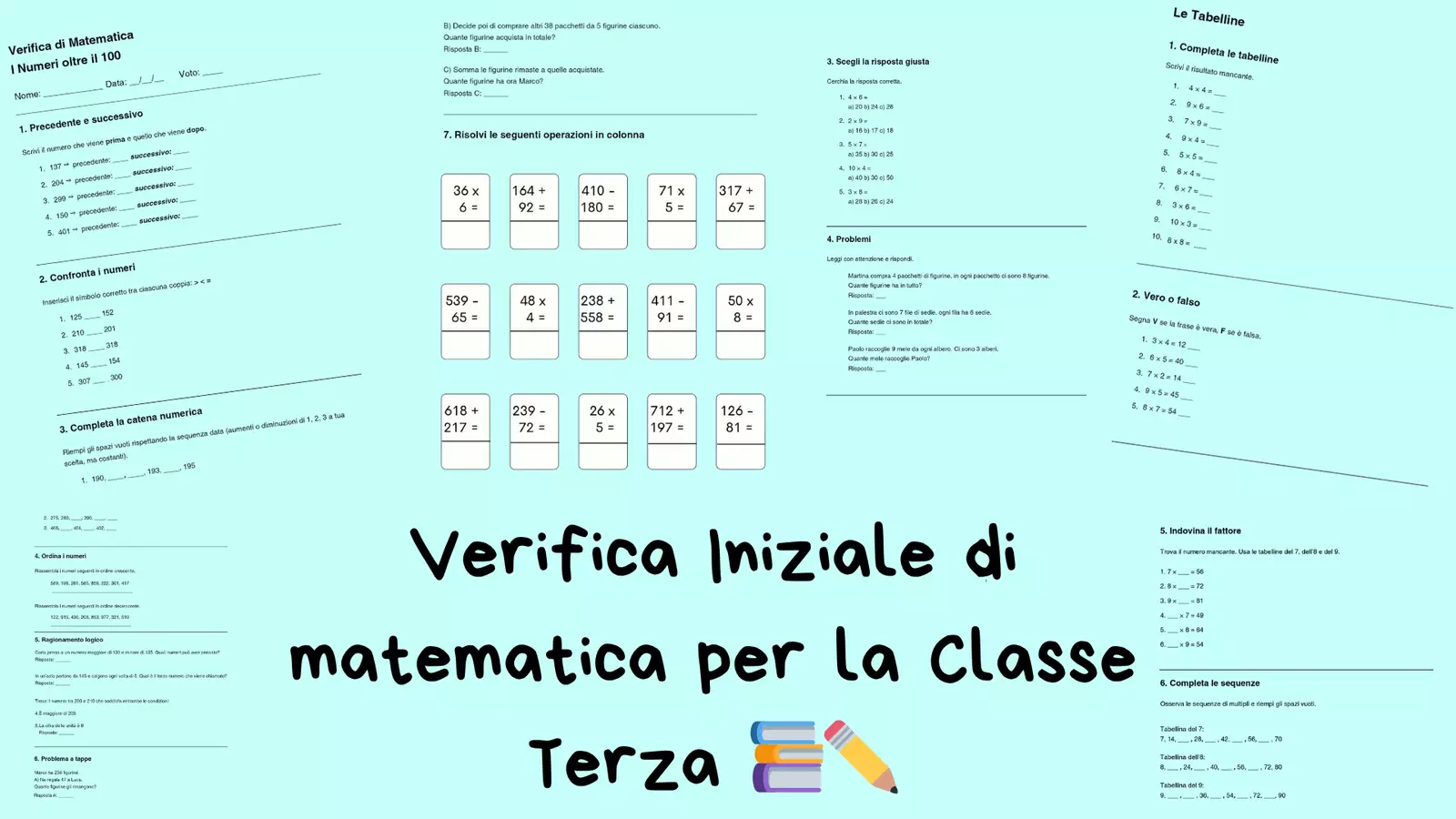 Verifica Iniziale di matematica per la Classe Terza 📚✏️ Esercizi - Verifica Iniziale di matematica per la Classe Terza 📚✏️ - mammaestraatempopieno - Pagina di copertina
