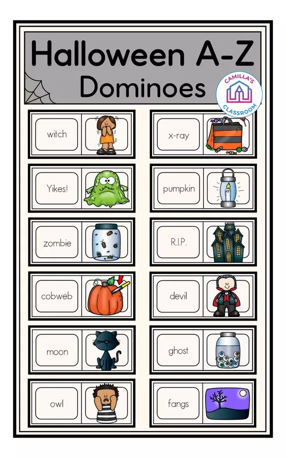 Halloween A-Z - Dominoes Giochi - Halloween A-Z - Dominoes - Camilla's Classroom - Pagina di copertina