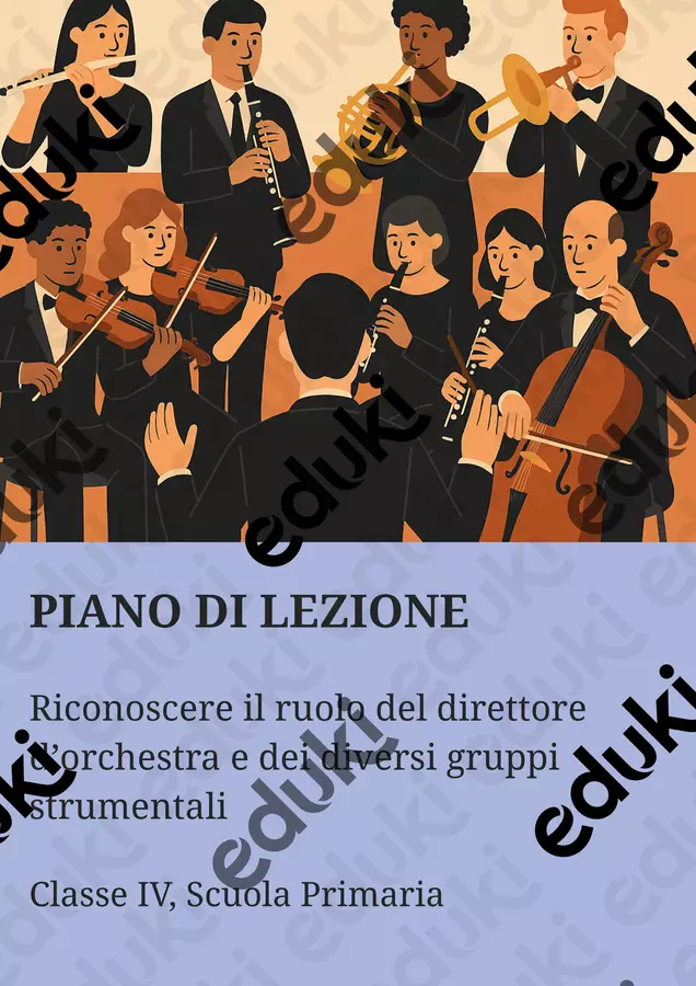 Riconoscere il ruolo del direttore d’orchestra e dei diversi gruppi strumentali Piani di lezione - Riconoscere il ruolo del direttore d’orchestra e dei diversi gruppi strumentali - Maestra di Italiano - Pagina di copertina
