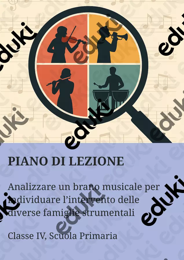 Analizzare un brano musicale per individuare l’intervento delle diverse famiglie strumentali Piani di lezione - Analizzare un brano musicale per individuare l’intervento delle diverse famiglie strumentali - Maestra di Italiano - Pagina di copertina