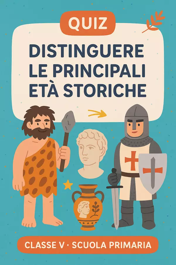 Quiz: Distinguere le principali età storiche: preistoria, antichità, medioevo, età moderna, età contemporanea Quiz - Quiz: Distinguere le principali età storiche: preistoria, antichità, medioevo, età moderna, età contemporanea - La Macchina del Sapere - Pagina di copertina
